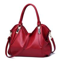 Vintage Women Shoulder Bag Crossbody Tote PU Leather Fashion Handbags KTY 36*26*15cm vyno raudonos spalvos