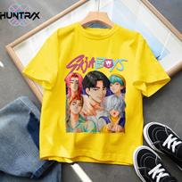 Kpop Demonų medžiotojų animacinis marškinėlis Harajuku šaunūs vaikų marškinėliai medvilniniai vasariniai viršūnės Saja berniukų apranga dovana kūdikiui mergaitei berniukui drabužiai 110