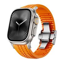 Luxury Silicone Strap For Apple Watch Ultra 3/2/1 49mm Series 11/10 46mm Sport Bracelet Wristband iWatch 9 8 7 6 5 SE 45mm 44mm Ultra 3-2-1 49mm oranžinė