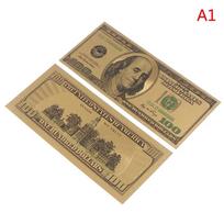 1 Auksinis popierinis banknoto spalvos proginis moneta - Auksinės folijos moneta, Dvigubo stiliaus proginė moneta ir banknoto