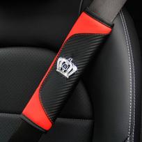 PU odos deimantais puošta karūna anglies pluošto automobilio anglies pluošto saugos diržo peties apsauga automobilio apmušalas raudona