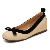 Inner height-increasing soft-soled grandma shoes women's spring new French ballet shoes bow light mouth single shoes 33 kūno spalva