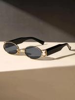 Vintage Small Oval Punk Sunglasses Women Men Steampunk Fashion Metal Frame Sun Glasses Trendy Shades For Beach Y2K Eyeglasses