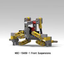 MOC-10458 Paprastos priekinės ir galinės pakabos su amortizatoriais statybiniams blokams MOC Automobilio važiuoklės modelis Mechaninis modifikavimas