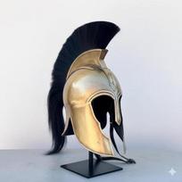 Viduramžių Trojos Achilo Šalmas su Juoda Plunksna, Spartietiški Graikų Gladiatorių Šarvai, Rankų Darbo Bronzinio Kariūno Šalmo Replika