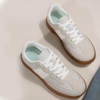 Spring and Autumn New Blue Dexun Shoes Flat-soled Leather Surface Single Shoes Versatile Women's Shoes 36 smėlis