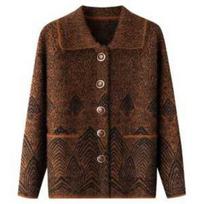 Middle-aged Elderly Spring Autumn Clothes Women Grandma Sweater Jacket Mother Knitted Cardigan Top XL ruda