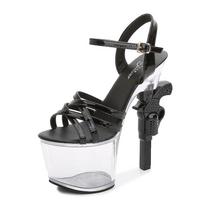 Transparent 17cm Stiletto Heels Pole Dance Crystal Waterproof Platform Model Sandals Summer Catwalk Performance Extreme High 34