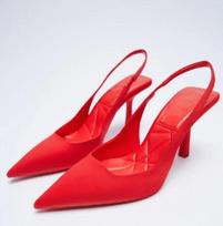 Vasaros Moteriškos Aukštakulnės Basutės Raudonos Smailianosės Slingback Basutės Batai Žalios Juodos Violetinės Katytės Kulniukai Šventinės Promo Ponios Stiletai 35 raudona