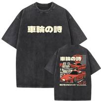 Anime Initial D Drift AE86 Išplėštas Vintažinis Spausdintas Marškinėlis RX-7 R34 Skyline Marškinėliai Moteriškas Harajuku Jaukus Per dydį Viršutinis drabužis S