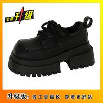 Thick-soled versatile British college style retro jk loafer single shoes big head lace-up small leather shoes women's autumn new models 35