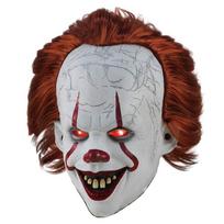 Baisus klounas Pennywise IT pilna kaukė šviečiančios akys siaubo Cosplay Helovino kostiumas