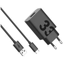 Motorola  TurboPower 33W USB-A charger with a 1m black USB-A to USB-C cable