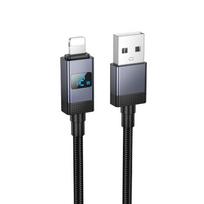 USB A to Lightning Hoco 2.4A cable with display, 1 m, X118, black