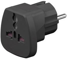 MicroConnect Universal Travel adapter black work to UK, US, DK, CH, IT.