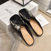 Lazy people pedal a bag head and half slippers for women to wear 2025 spring and summer Korean version niche back empty flat-bottomed Muller shoes 35 juoda
