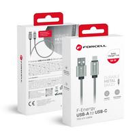FORCELL F-ENERGY Metal C234 USB A į Type C QC3.0 66W 1 m sidabrinis kabelis