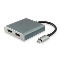 Equip 133464 USB Type C to 2x HDMI Female Adapter, 3.2 Gen 1, 4096 x 2160p