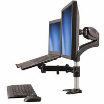 StarTech.com Single-Monitor Arm - Laptop Stand - One-Touch Height Adjustment - Verstellbarer Arm (Befestigung für Stange, Gummipad, Laptop-Ablage, Federarm, Schwenkarm, 4 Abstandshalter, Clip zur Kabelführung, Schrauben, Schlüssel) für LCD-Display/Notebook - Aluminium - Schwarz - Bildschirmgröße: 38,1-68,6 cm (15-27) - Tischmontage (optional) (ARMUNONB)
