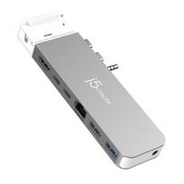 j5create JCD395-N 4K60 Elite Pro USB4®-Hub mit MagSafe®-Set - Kabelgebunden - USB 3.2 Gen 2 (3.1 Gen 2) Type-C - 100 W - 3,5 mm - 10,100,1000Mbit/s - Grau - Weiß (JCD395-N)