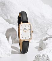 DANIEL WELLINGTON MOTERŲ LAIKRODIS DW00100434 - Quadro Pressed Sheffield Gold 32mm + DĖŽUTĖ