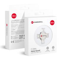 FORCELL F-DATA pendrive Metal Quad 128GB USB3.2 Gen 1 (USB A / Type C / Lightning / Micro USB) sidabrinis