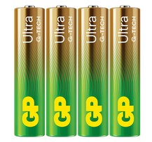 GP - Ultra Alkaline AAA Batteries, 24AU/LR03, 1.5V, 4-Pack