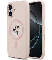 Rožinis dėklas Apple iPhone 17 telefonui "Karl Lagerfeld Liquid Silicone Karl and Choupette MagSafe Case"