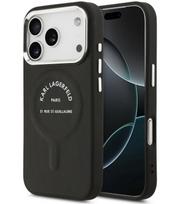 Juodas dėklas Apple iPhone 17 Pro telefonui "Karl Lagerfeld PU RSG Logo MagSafe Case"
