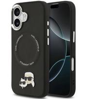 Juodas dėklas Apple iPhone 17 telefonui "Karl Lagerfeld PU Karl and Choupette Heads Pins MagSafe Case"