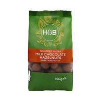 H&B pieniniu šokoladu dengti lazdyno riešutai be pridėtinio cukraus, 150 g