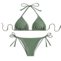 Moteriškas Seksualus Bikini Komplektas Halteris Surišamas Šone Dviejų Dalių Maudymosi Kostiumėlis Mini Trikampis Maudymosi Kostiumėlis Paplūdimio Atostogoms Vakarėliui S raudona