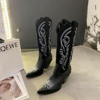 Žieminiai Nauji Vakarų Kaubojiški Batai Moteriški Smailianosiai Aukštakulniai Batai Moteriški Siuvinėti Chelsea Batai Zapatos Mujer 35 smėlis