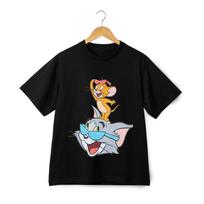 Tomo ir Jerry animacinių filmukų grafinis marškinėlis - Retro juokingų animacinių filmukų dueto gatvės drabužių marškinėlis 3XL