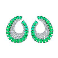 Design Light Luxury Needle Full Diamond Earrings Micro-Inlaid Zircon C-Shaped Earrings Personalized Earrings