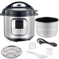 Daugiafunkcis elektrinis nerūdijančio plieno puodas, daugiafunkcis puodas, ryžių virimo puodas, sriubai, košei, maisto šildytuvas, virtuvė, 220V, 6L Silver&EU