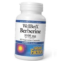 Berberino hidrochloridas, WellBetX Berberine 500, Natural Factors (72406018) 60vcaps