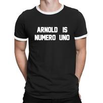 Arnoldas Yra Numero Uno Vyriški Medvilniniai Ringer Marškinėliai Retro Sporto Salė Arnie Fitnesas S