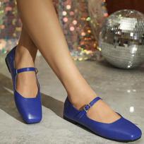 2025 Spring New Retro Women Flat Ballet Shoes Fashion sneakers Square Toe Ladies Casual Mary Jane Slingback Shoes designer shoes 35 karališkos mėlynos spalvos
