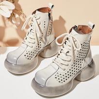 Madingi GKTINOO Pavasario Vasaros Tuščiaviduriai Moteriški Mokasinai Užtrauktukas Minkšti Madingi Sandalai Platforminiai Batai Moterims Tikros Odos Ankle Boots 4