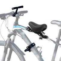 Priekyje tvirtinamos dviračio sėdynės su vairu ir pedalais vaikams juoda