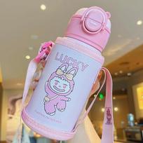 Thermos Cup Cartoon Double Drink Food Grade Stainless Steel with Cup Cover Portable Water Cup 500ml