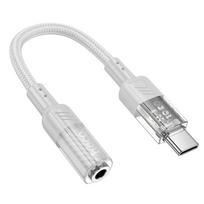 Adapteris AUX USB C į Jack 3,5 mm Hoco 0,15 m LS37 permatomas pilkas