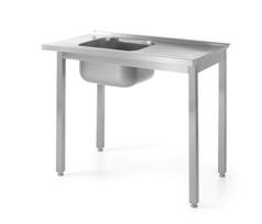 Stalas su kriaukle indaplovėms – susukamas varžtais, HENDI, Kitchen Line, 1000x600x(H)850mm