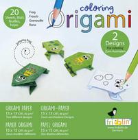 Origami rinkinys - Fridolin - Žaliasis varlius - 20 lapų - 15x15 cm - Vaikams nuo 6 metų