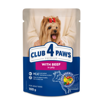 CLUB 4 PAWS Premium konservuotas ėdalas mažų veislių šunims su jautiena drebučiuose 24x100 gr - 24x100 gr