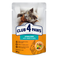 CLUB 4 PAWS Premium konservuotas ėdalas sterilizuotoms katėms su triušiena 24x80 gr - 24x80 gr