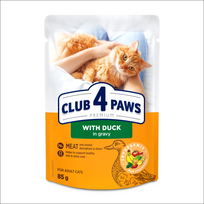 CLUB 4 PAWS Premium konservuotas ėdalas suaugusioms katėms su antiena padaže 24x80 gr - 24x80 gr
