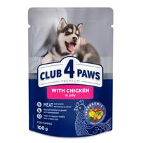 CLUB 4 PAWS Premium konservuotas ėdalas šuniukams su vištiena drebučiuose 24x100 gr - 24x100 gr