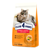 CLUB 4 PAWS Premium palengvinantis plaukų sąvėlų šalinimą. Visavertis pašaras suaugusioms katėms - 2 kg